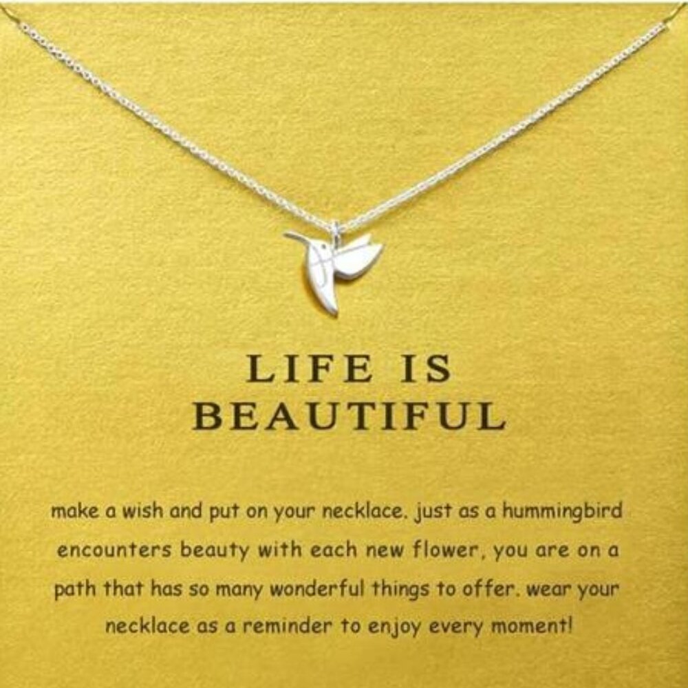Hummingbird Pendant Necklace – “Life is Beautiful” Inspirational Jewelry